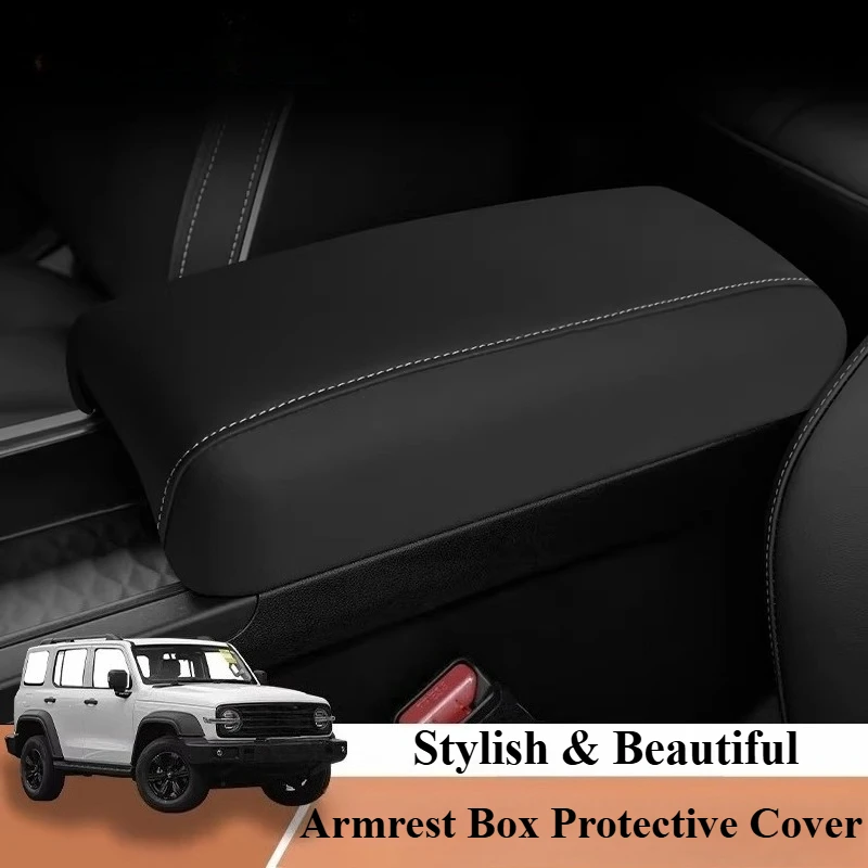 

For GWM Tank 300 2021-2024 Original Car Leather ABS Armrest Box Cover Cover Pad Protective Cover Glue-free Installation Tools