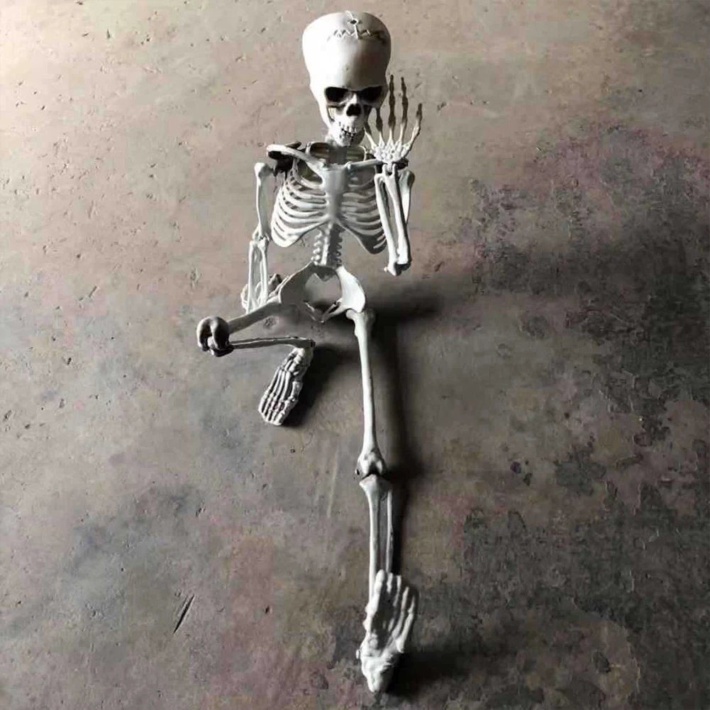هيكل عظمي على شكل بشري للهالوين، هيكل عظمي يمكن وضعه، عظام على شكل بشري، زينة الهالوين، دعائم رعب للمنزل المسكون 90/170 سم