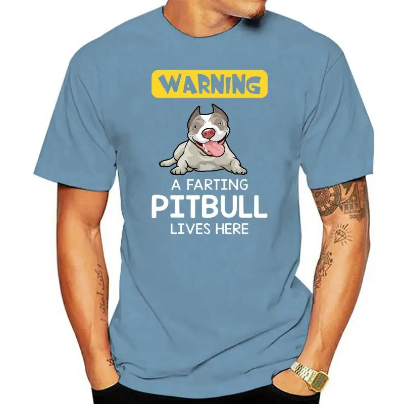 Warning A Farting Pitbull Lives Here Shirt Custom Screen Printed Tee Shirt