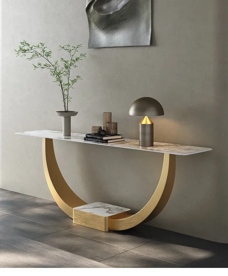 Console Tables Home Wall Narrow Table Modern Minimalist Living Room Decoration Stainless Steel a Long Narrow Table