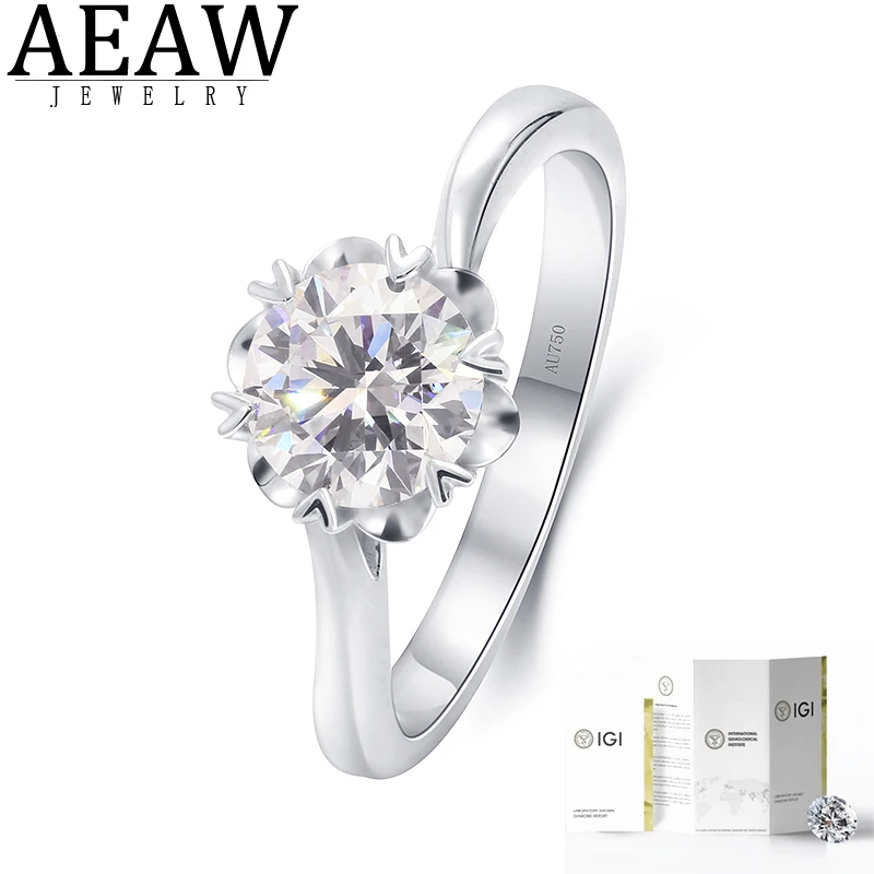 Lab Grow Diamond 1.017ct HPHT CVD Jewelry in Real Solid 14K Gold Engagement Anniversary  Women Ring Luxury