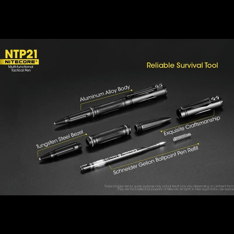 NITECORE NTP21 EDC Tactical Pen Multi-functional Defense Pen Aluminum alloy body with Tungsten steel head for Glass Breaker