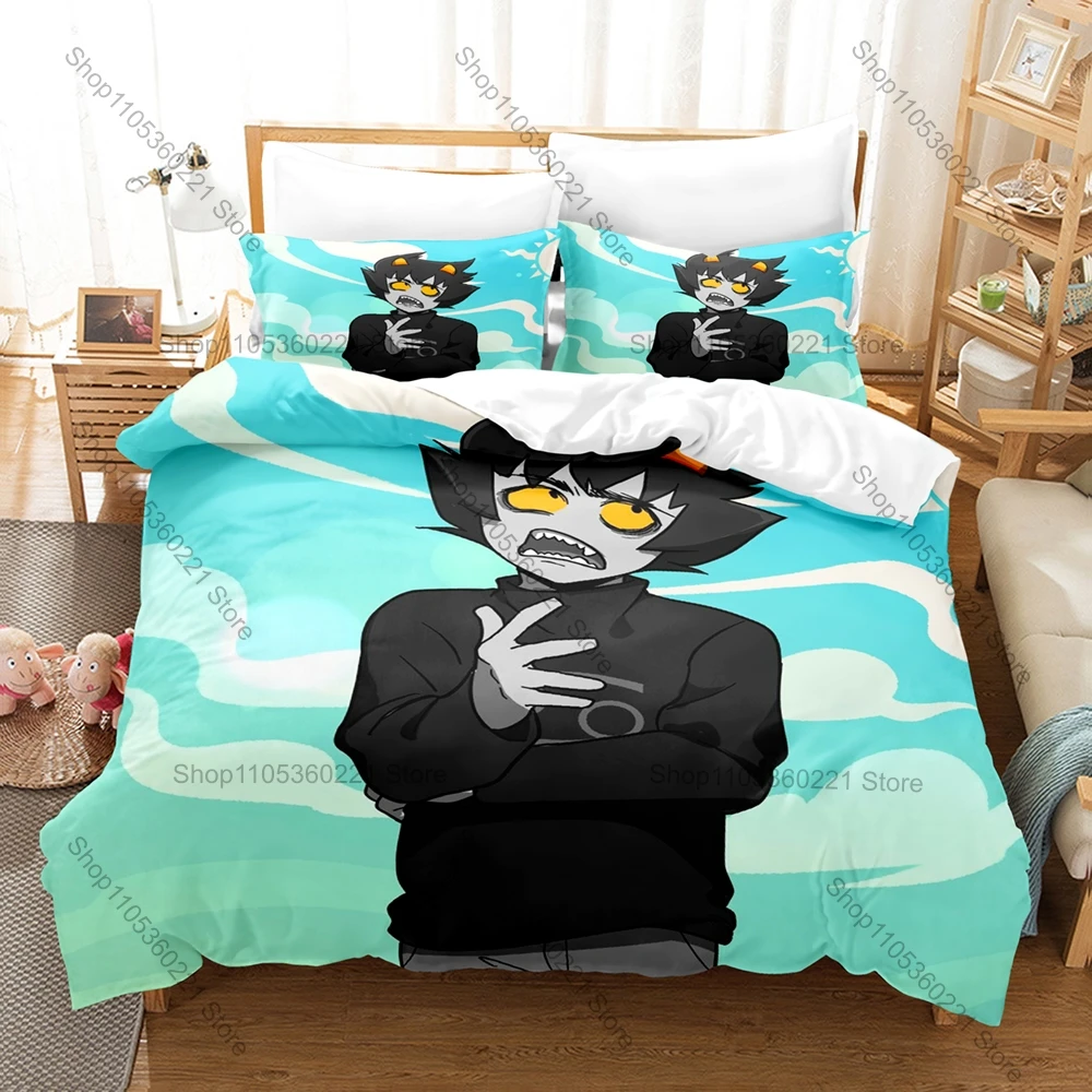 Grumpy Red Blood Troll Graphic Karkat Vantas Homestuck Surreal Fantasy Webcomic Bedding Set Duvet Cover With 2 Pillowcases Teen