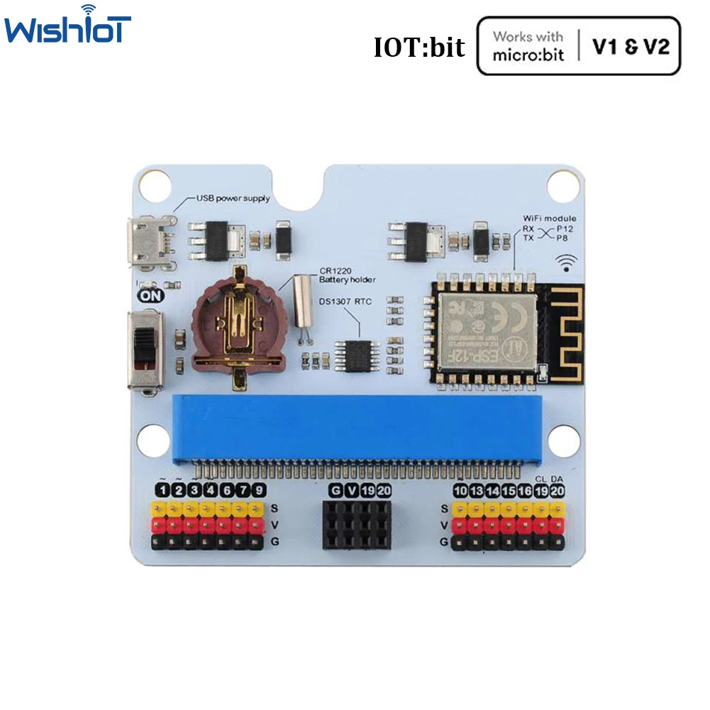 IOT:bit Internet WIFI Extension Board For micro:bit ESP8266 WiFi/Buzzer/RTC Module Support Makecode / Micropython / JavaScript