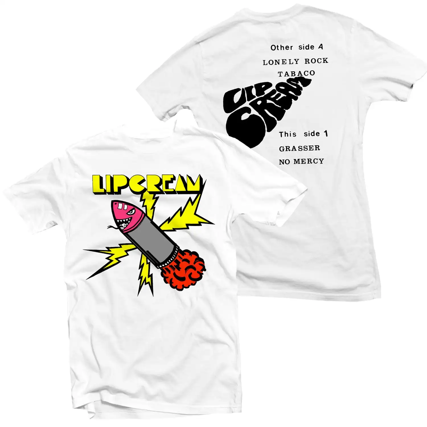 Lip Cream  9 Shocks Terror Band Graphic Tee 100% Cotton Round Neck Casual Unisex T-shirt Summer Top