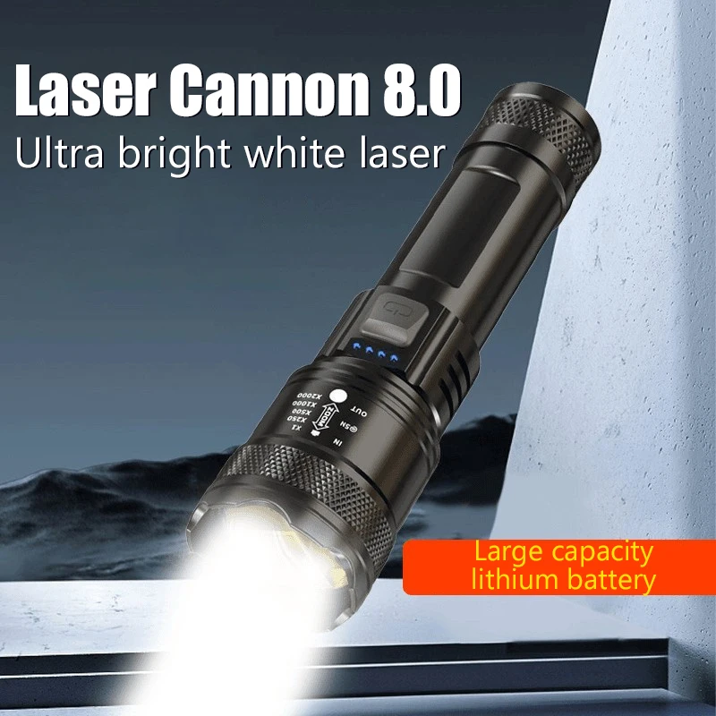 Ultra-Strong Light Flashlight with Mobile Phone Charging Feature Zoomable Focus Waterproof for Outdoor Patrol High Endurance