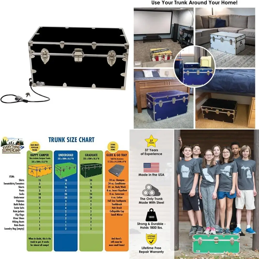 صندوق فولاذي كبير للتخزين مع قفل كابل، صنع في الولايات المتحدة الأمريكية، صندوق متين للتخزين الآمن #1