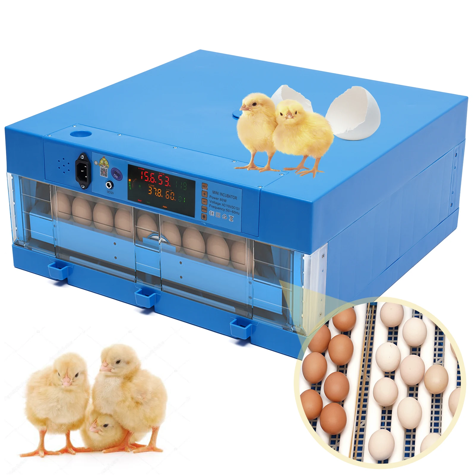 48 Eggs Digital Egg Hatcher Auto Incubator Machine Goose Chicken Duck Hatching