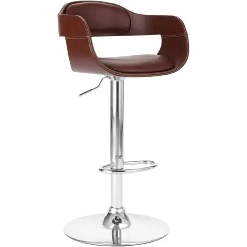 

# Luxury Faux Leather Swivel Adjustable Barstool With Padded Seat Back Metal Base Lightweight For Home