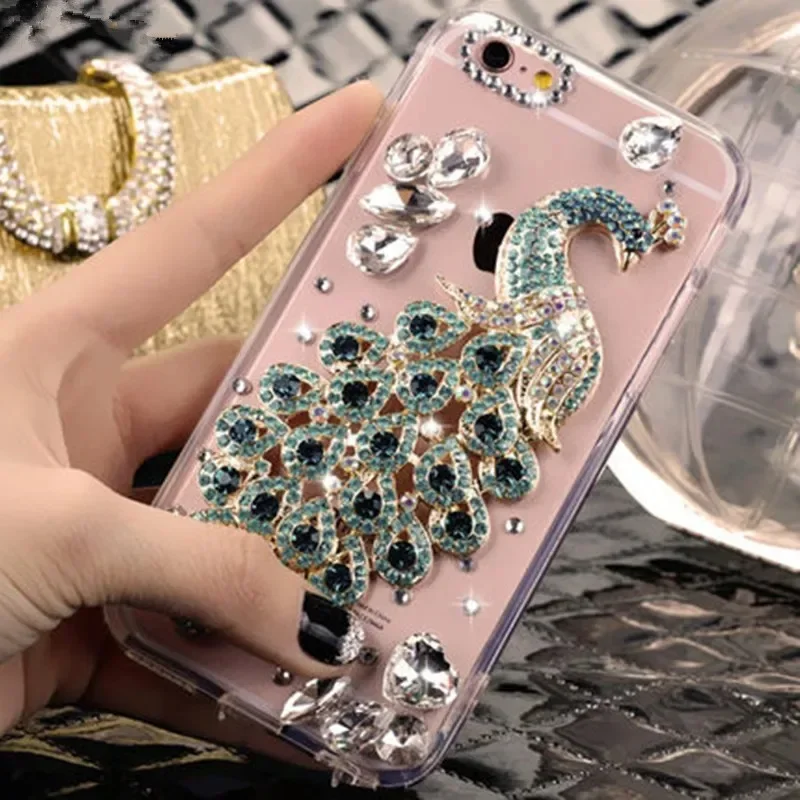 Luxury Bling Crystal Rhinestone Peacock Diamond Soft Phone Case, Cover for Samsung Galaxy S23 Ultra S24 S21 FE S22 Plus Note20