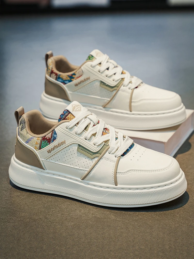 

Men's Low-Top Thick-Heeled Casual Shoes Versatile Youth Sports Sneakers Wear-Resistant Mesh Upper Leather down under