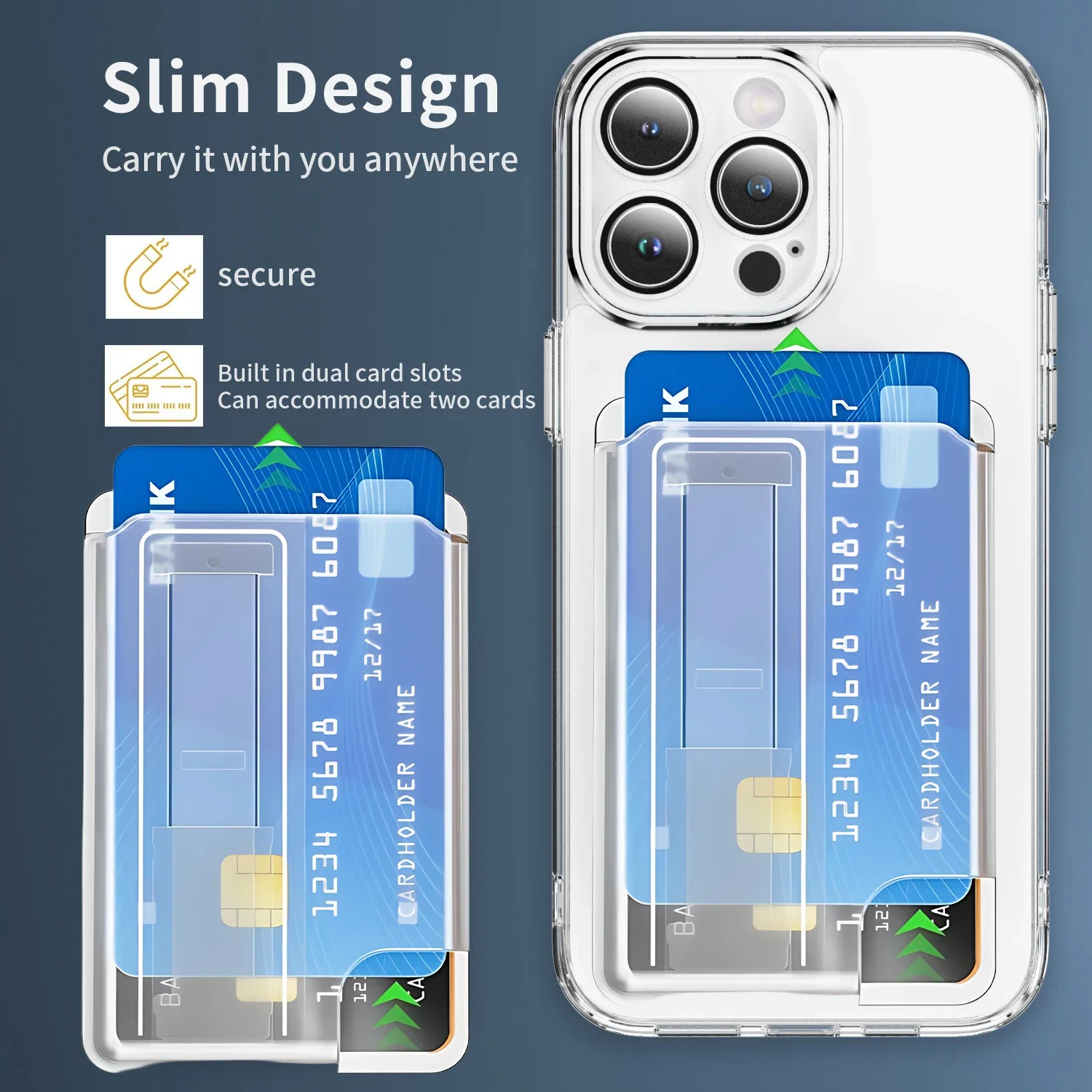 2in1 Magnetic Phone Card Holder Bracket for Bank Card Storage Sleeve for Magsafe iPhone 17 16 15 14 Samsung Mi Safe Phone Shell