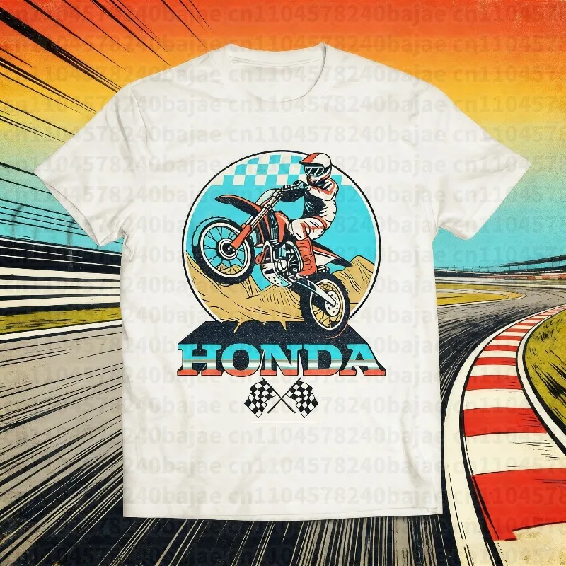 

2025-26 летняя модная рабочая одежда Honda Moto Honda с графическим рисунком, футболка из 100% хлопка с принтом, свободная повседневная удобная и дышащая