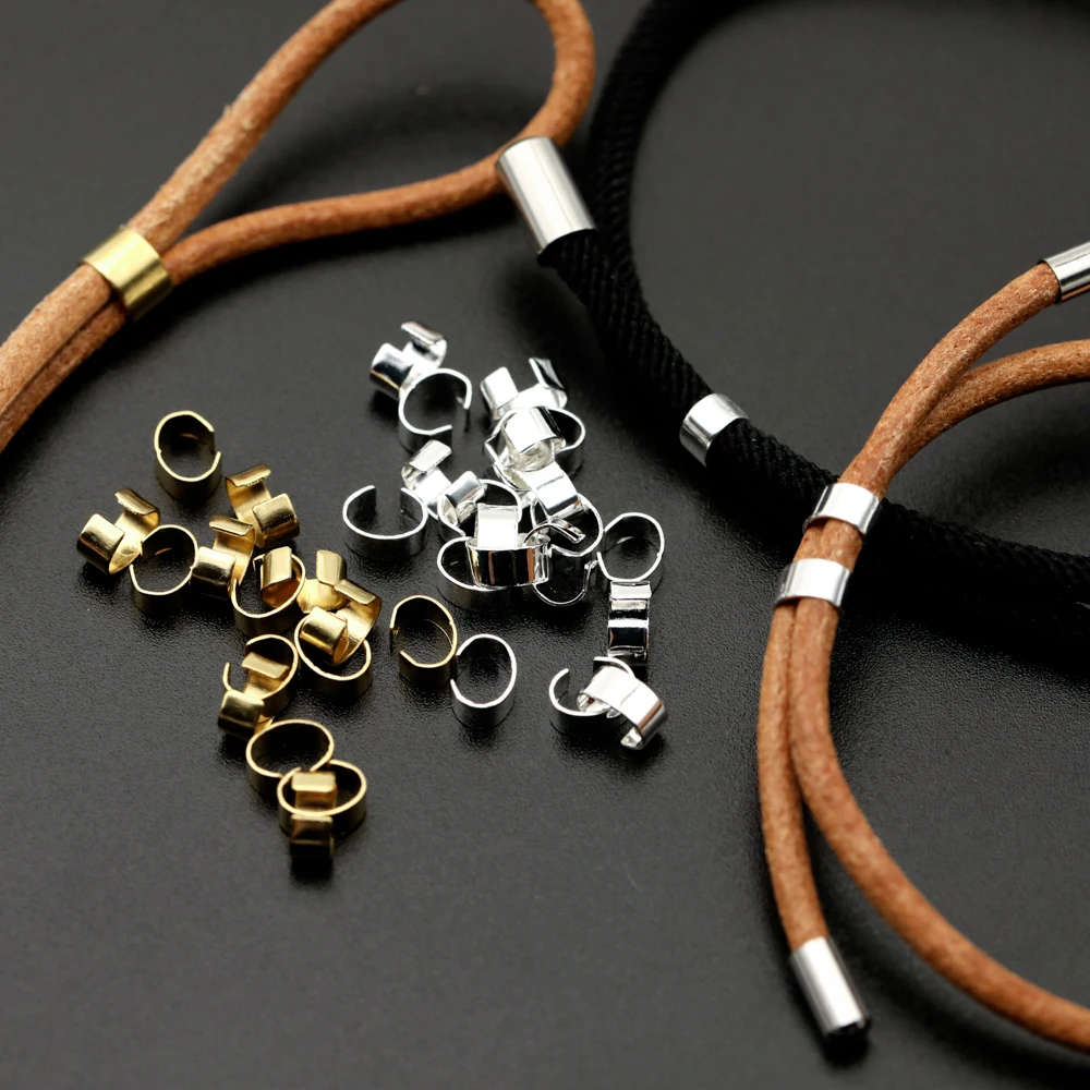 100 Stück Messing C-Clips Elastische Seilverschlüsse Lederband-Schnallen für Schmuckherstellung DIY Stirnband Armband Zubehör