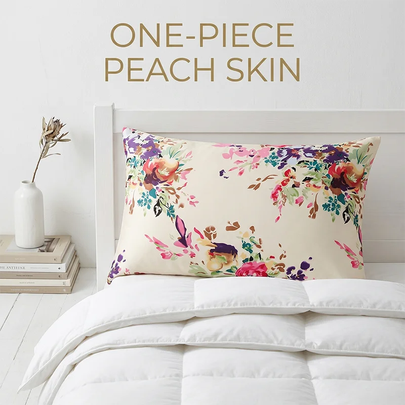 

1 Pc Vintage Watercolor Floral Pillowcase Peach Skin Rectangular Bed Pillow Cover Soft Cushion Case Bedroom Bedding Home Decor