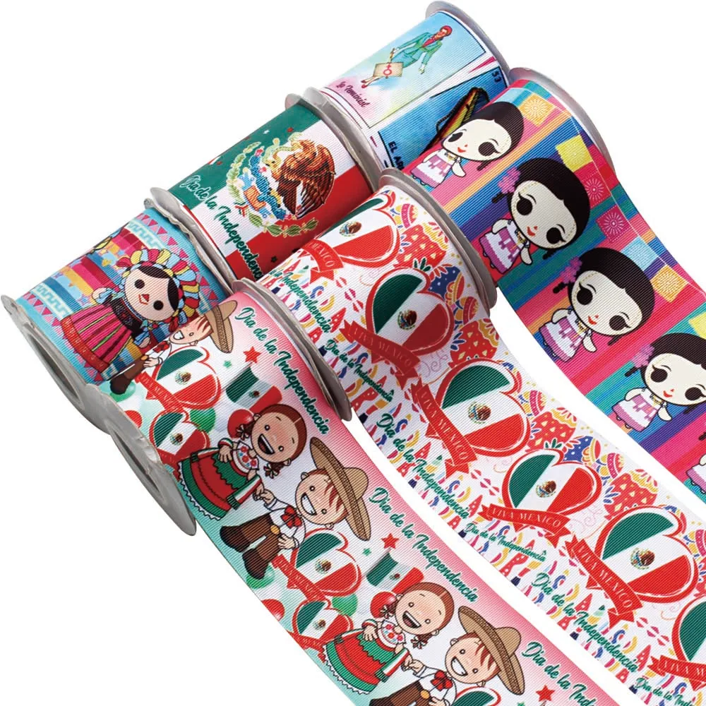 5Yards Mexican Cartoon Grosgrain Ribbon  for Hairbows DIY