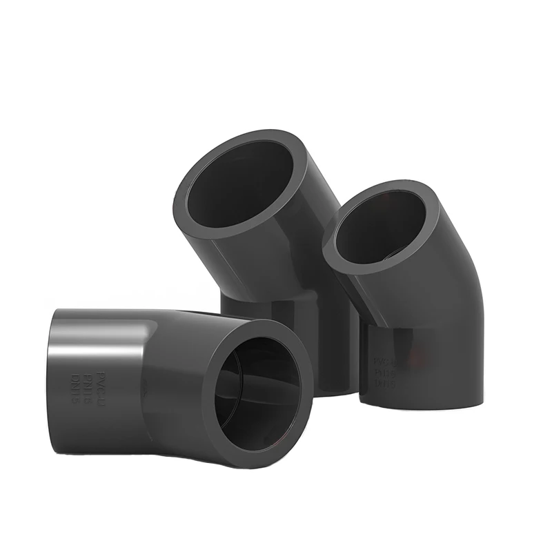 1-10PC 20-110mm Dark Grey PVC Connector 45 Degree Elbow Connector Garden Irrigation Water Pipe Connector Aquarium Adapter