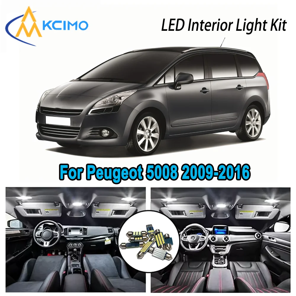 

Premium Bright LED Interior Light Kit for Peugeot 5008 2009-2016 2010 2011 2012 Dome Map Trunk Car Lamps with Canbus No Error