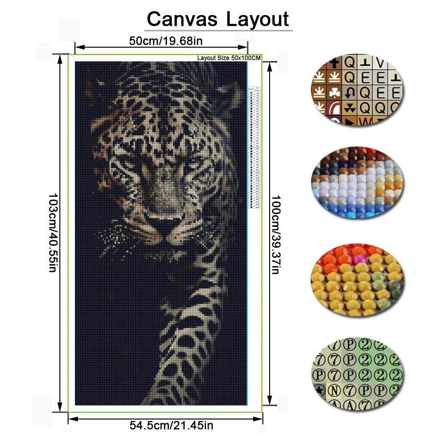 New Arrival Diy Diamond Arts Painting Kits Large Size Leopard Full Drill Mosaic Embroidery Wild Animals Picture Wall Decor