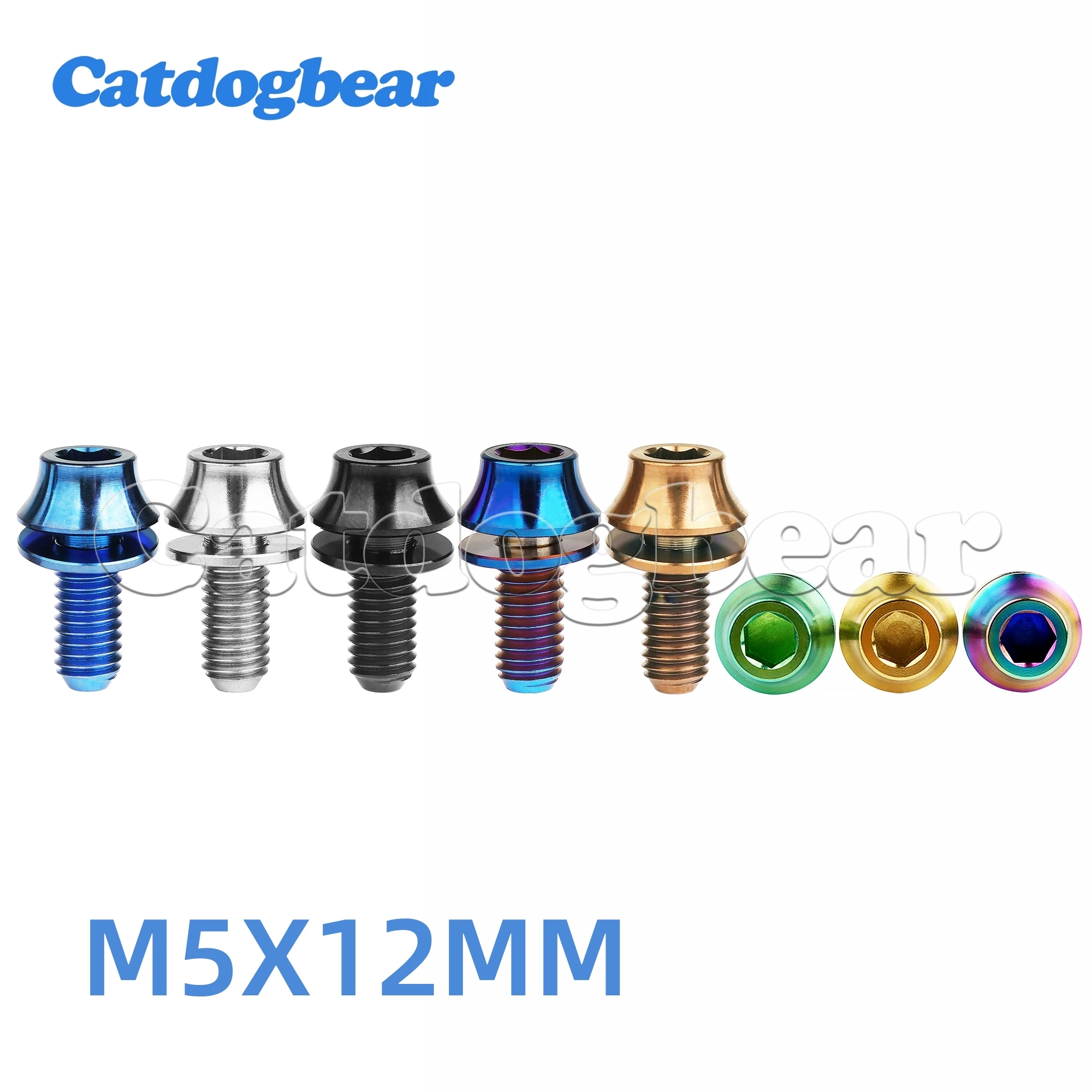 Catdogbear Titanium Bolt M5x12mm With Washer for Fixing Bike Water Bottle Cage Screw Cycling Water Bottle Cage Holder Bolt