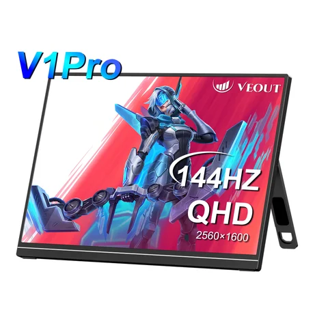 VEOUT 16 인치 100% sRGB 2.5K 144Hz 게임 모니터 PS5 스팀 데크 스위치 PC Mac 용 유형 C 미니 HDMI가 장착 된 휴대용 노트북 디스플레이