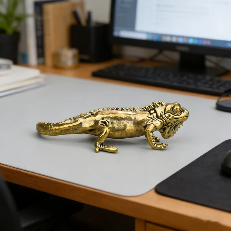 1pc Vintage Brass Lizard Deskt - Vintage Collectible Ornaments ulasan dan harga