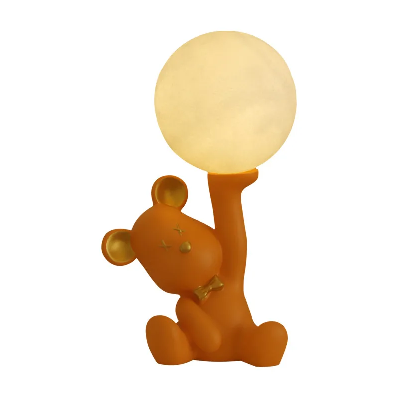 

Modern minimalist violence bear night light home children's room bedside moon planet atmosphere pat lamp desk lamp