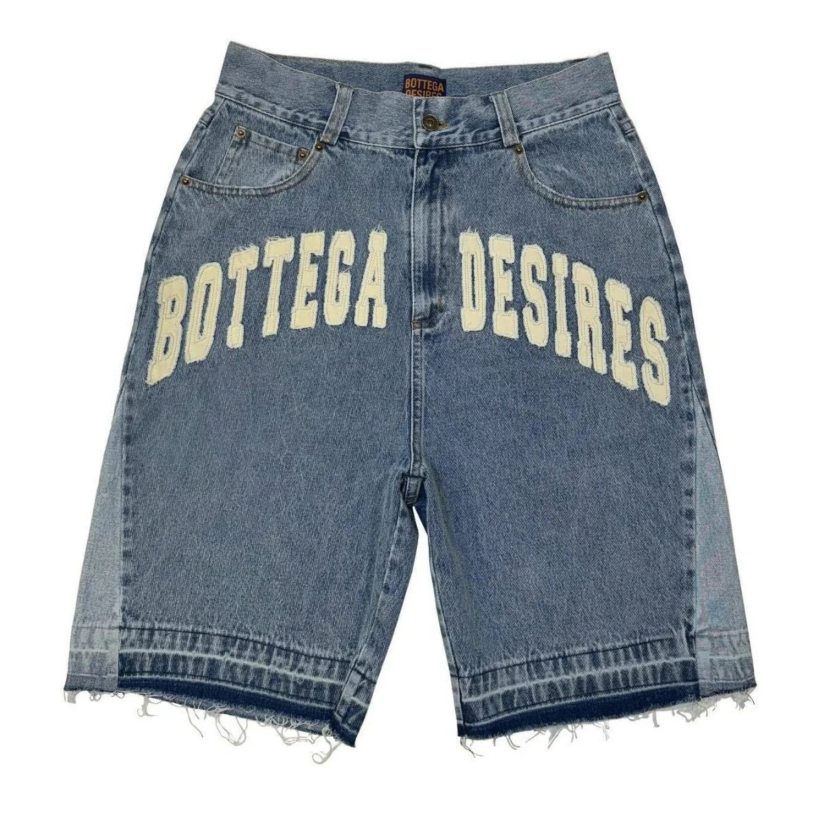 Straat Borduurwerk Hoge Taille Gewassen Denim Harajuku Retro Trendy Merk Oversized Jeans Mannen Y2 K Goth Punk Shorts