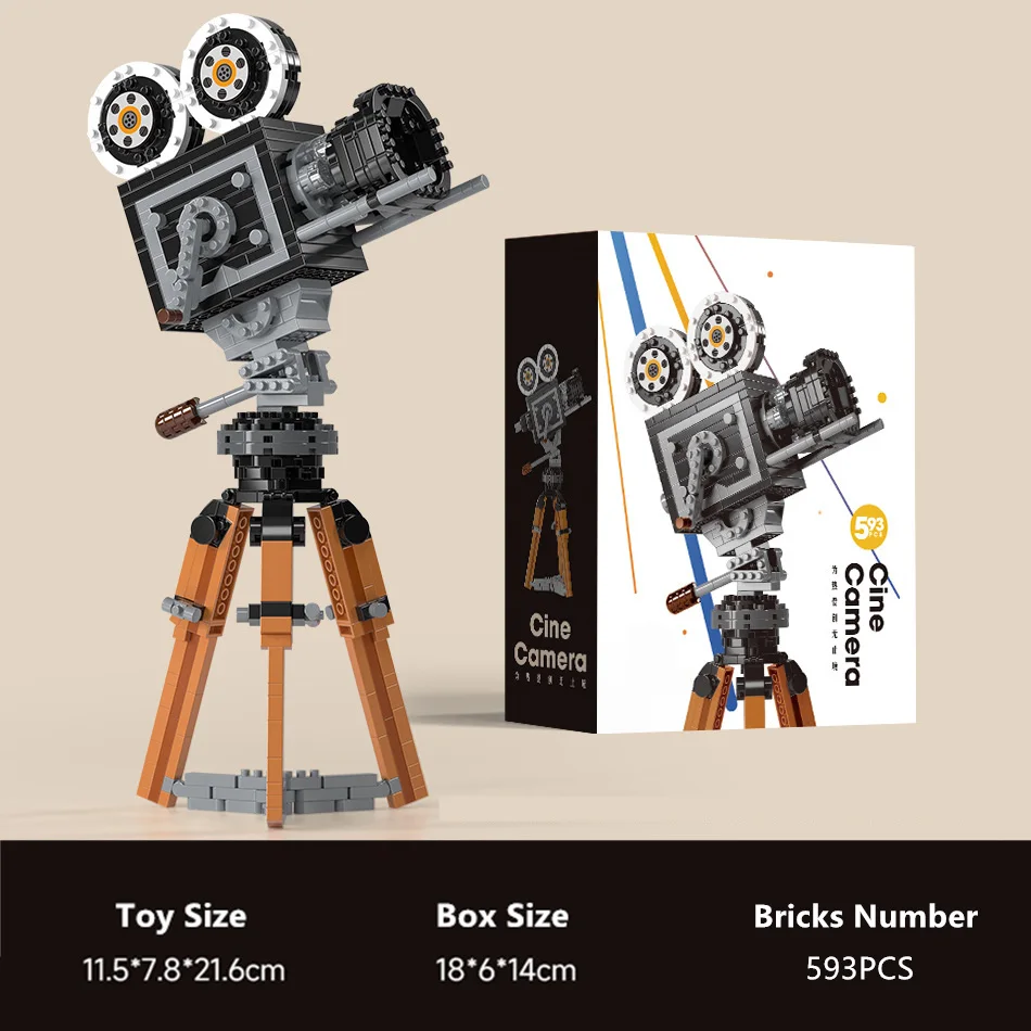 593PCS Movies Film CineCamera Strip Tribute Camera 100TH Anniversary Micro-Mini Block Model Building Blocks Bricks Toys Gift