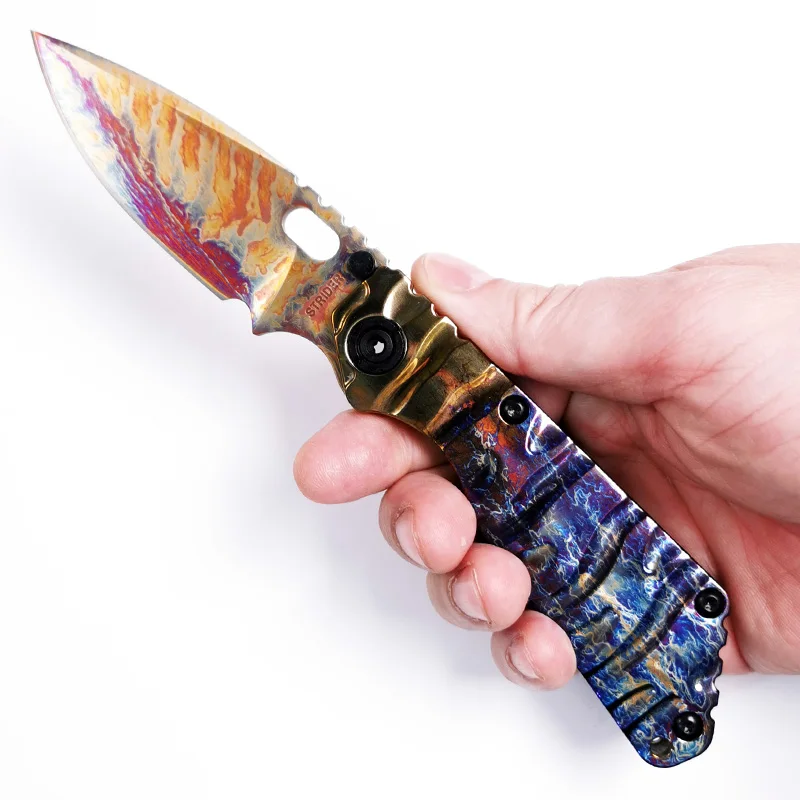 سكين قابل للطي جديد حرفي M390 تيتانيوم عالي الجودة أداة تخييم للجيب في الهواء الطلق كوتو كربون أكثر شحذًا بواسطة سكين النار