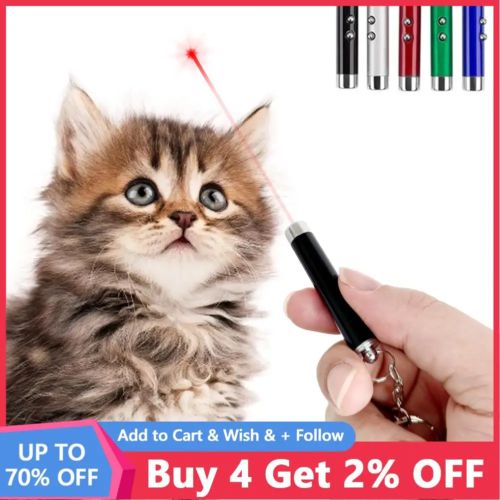 Pet Cat Toy 2 In 1 LED Chase Training Red Light Pen Mini Track Running Recovery Flashlight Pointer Keychain for Multi Teaching 1