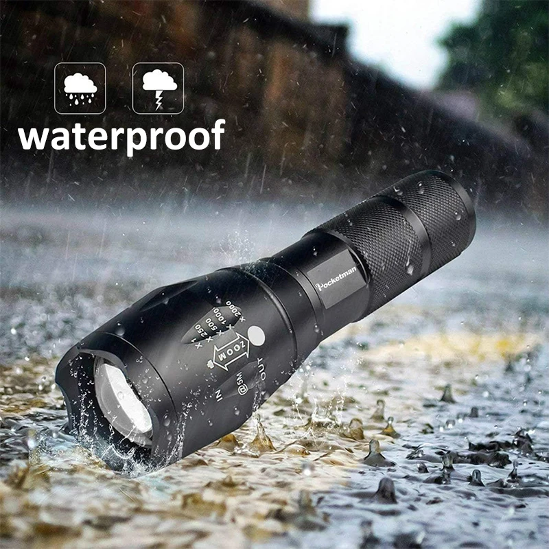 Super Bright L-2 LED Flashlight Portable Outdoor Water Resistant Torch Aluminium Alloy 5 Modes Flashlights for Camping Fishing