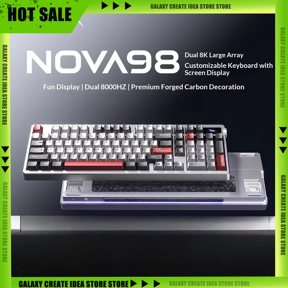 AULA NOVA98 8000Hz Mechanical Keyboard Tri Mode Wireless Gaming Keypad with Smart Screen Custom for PC Gamer Laptop Gifts
