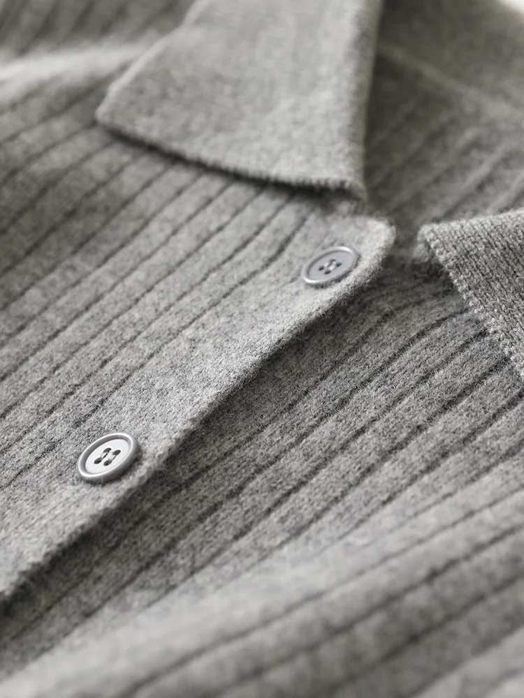 

Women's POLO Collar Cardigan Sweater 100% Merino Wool Spring Autumn Winter Soft Comfortable Shirt Lady Cashmere Knitted Clothes