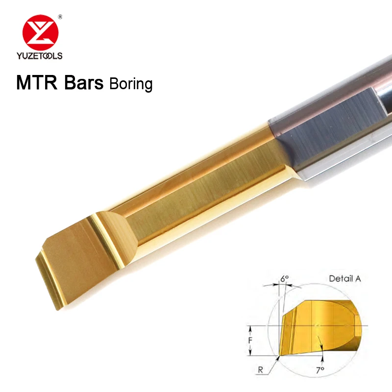 

Yuzetools Carbide Boring Bar MTR Miniature Internal Turing Tool Small Hole Bore Solid Lathe Cutter