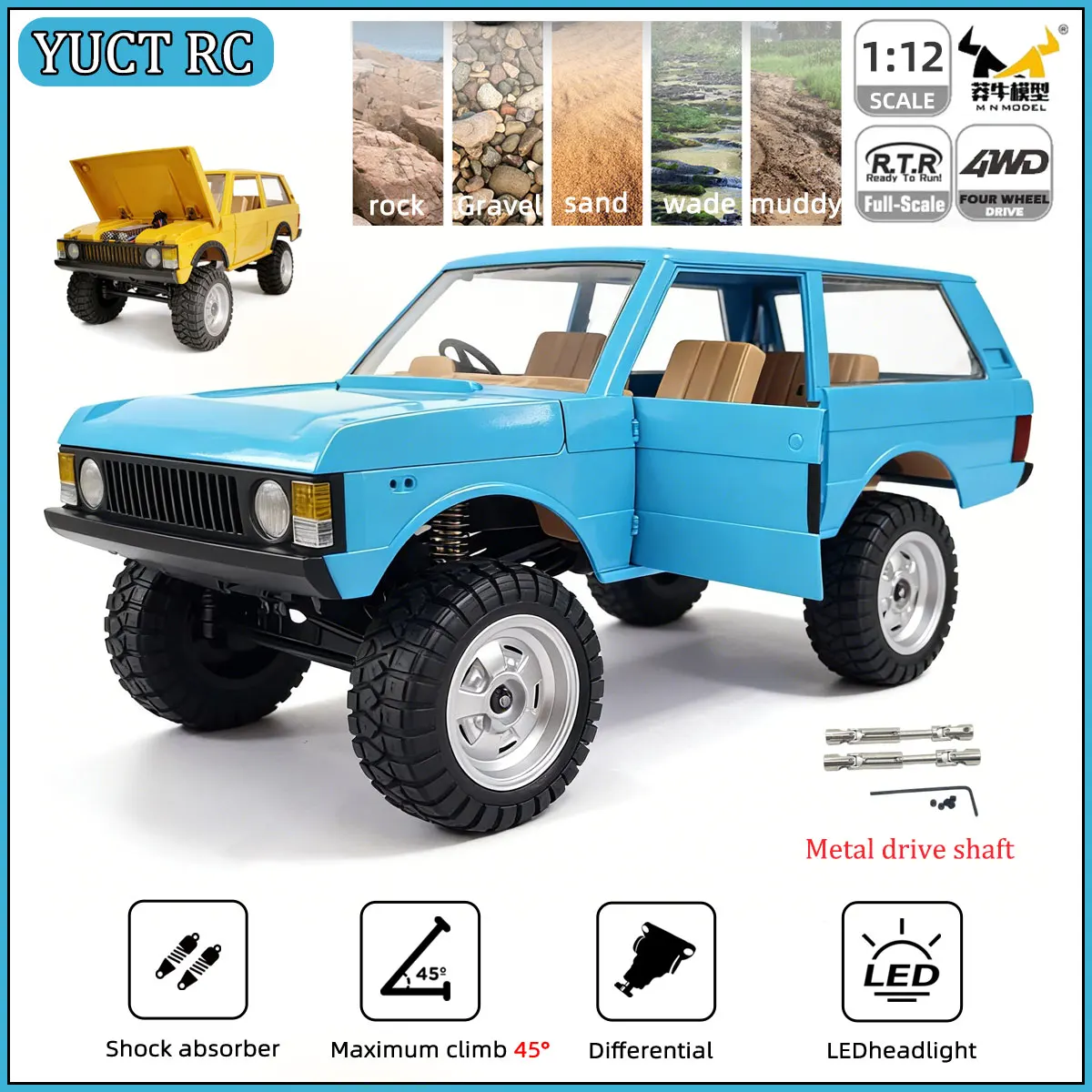 

Радиоуправляемый внедорожник MN Model MN168 1/12, 2.4ГГц, 4WD, с мотором 280, полноприводный, RTR, с металлическими деталями, игрушка на пульте управления для детей