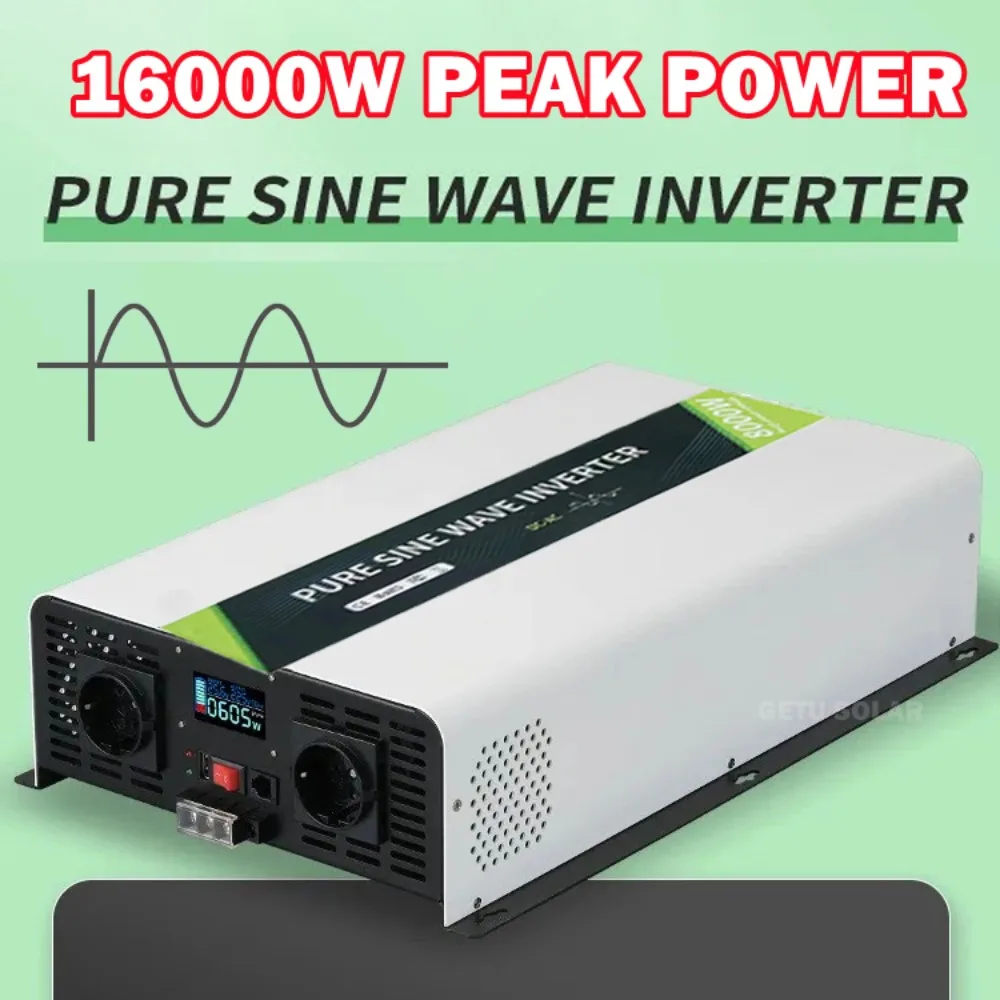 Pure Sine Wave Inverter 16000W 8000W DC 24V 48V 60V To AC 220V 230V Voltage Color Display Power Converter For RV And Camping