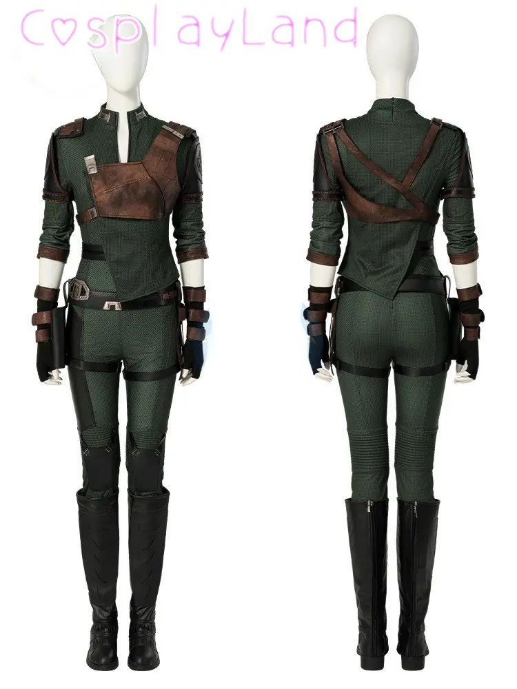 

Guardians 3 Killer Cosplay Gamora Costume Halloween Carnival Dark Green Outfit With Accessories Shoes Women Battle Jumpsuit