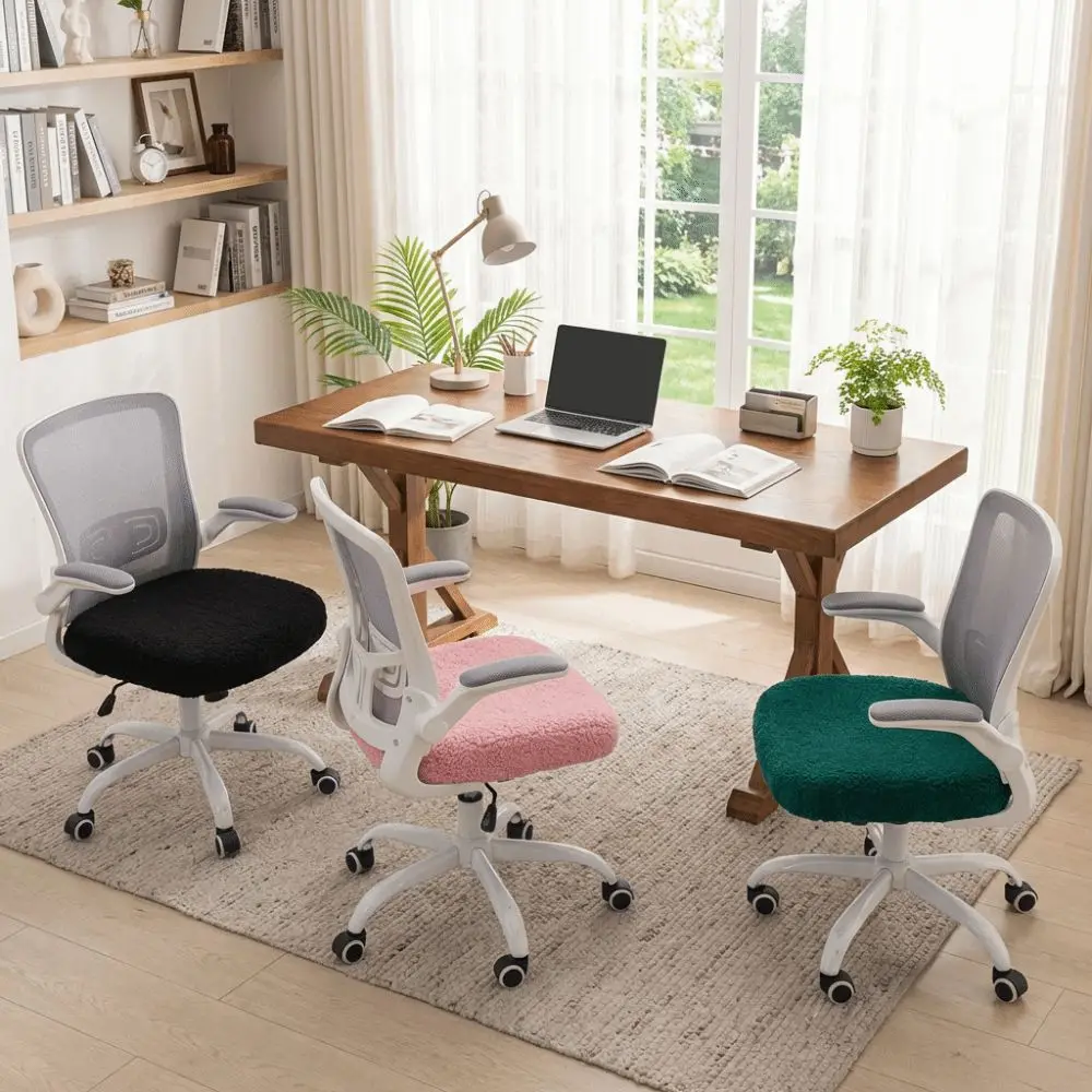 Removable Cozy Plush Office Chair Covers Washable Stretch Chair Seat Protector Thickened Dust-proof Computer Chair Seat Kitchen