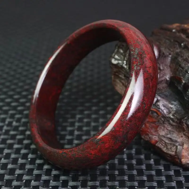 Unique Rare Natural Red Bloodstone Jade Bangle Floating Flower Handring Quality Bracelet Exquisite Jewelry