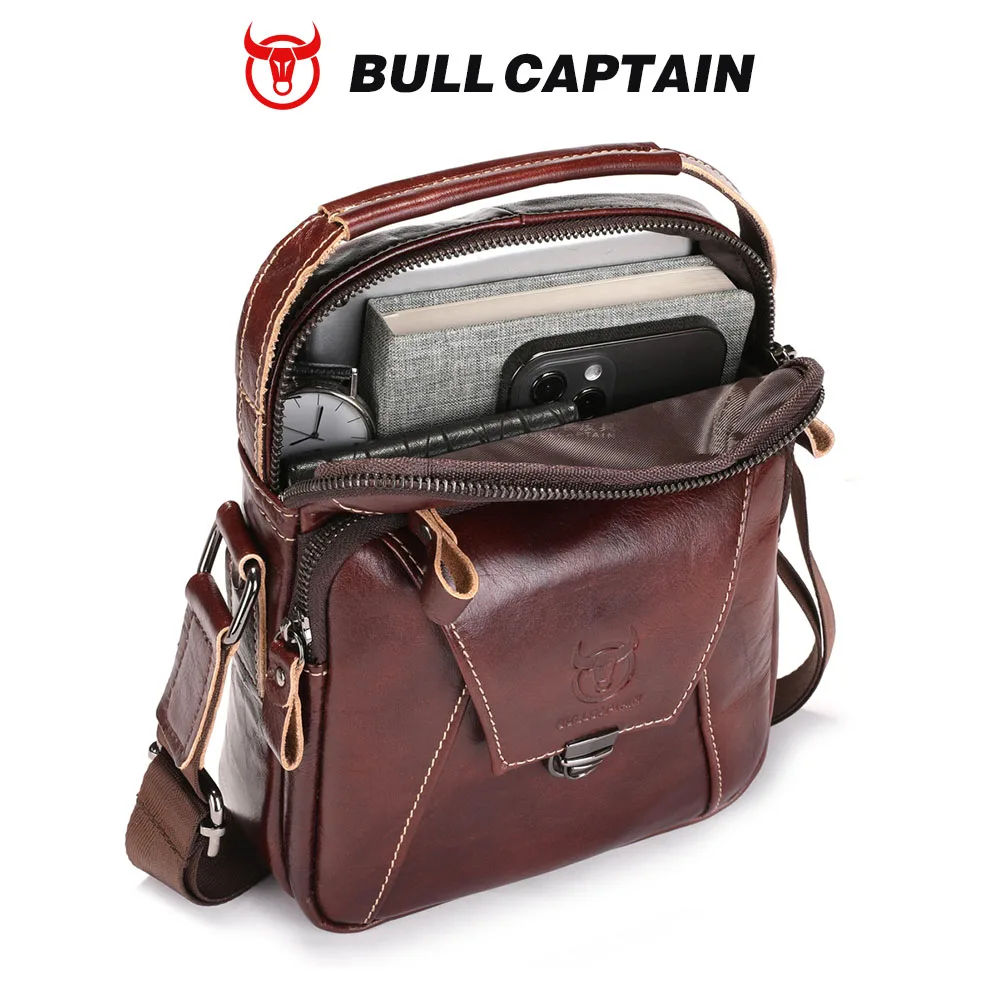 Bullcaptain Nam Đeo Vai Đeo Chéo Vai Lớp Da Công Sở Lịch Cá Tính Mới Túi Nhỏ