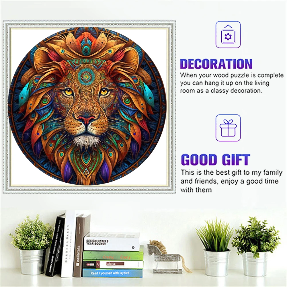 Lion Animal 3D Wooden Puzzles Jigsaw Wooden Animal Puzzles Game For Adults Kids Toys Board Games Keychain Puzzle Building Blocks