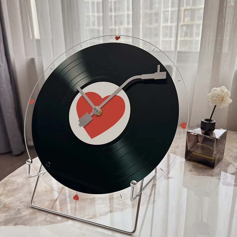 

Modern Design Glass Vinyl Record Clock Home Living Room Desktop Decoration TV Cabinet Office Study Handicrafts Clock Ornaments