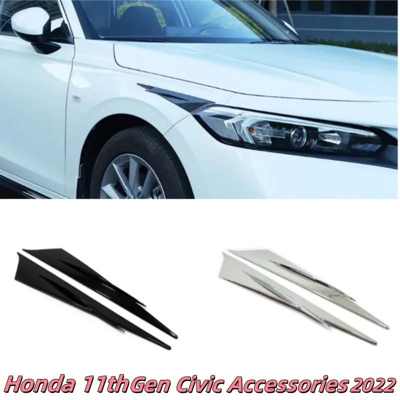 

For Honda Civic 11th Gen 2022 2023 Front Headlight Eyebrow Eyelid Trim Cover Stickers ABS Carbon Fiber