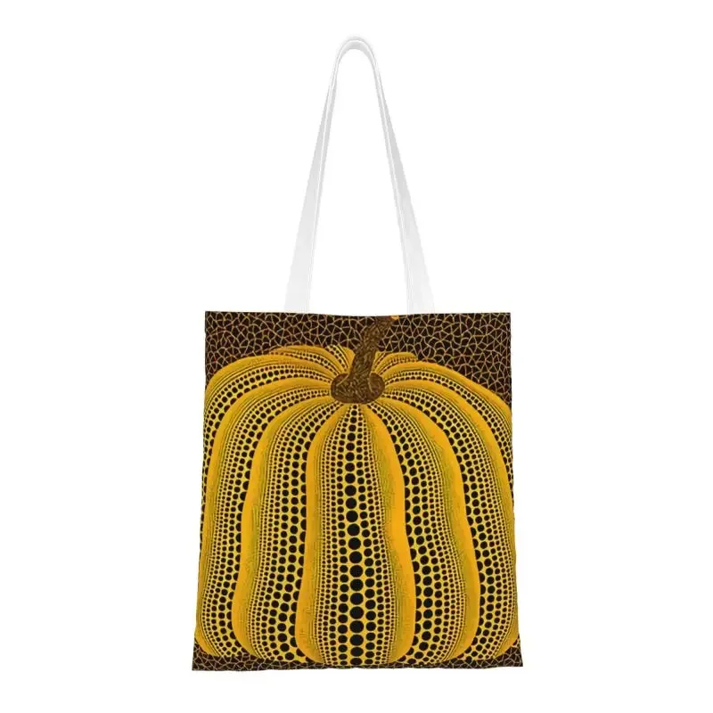 Pink Polka Dot Yayoi Kusama Abstract Art Pumpkin Polka Grocery Tote Shopping Bags Women Canvas Shopper Shoulder Bags Handbags