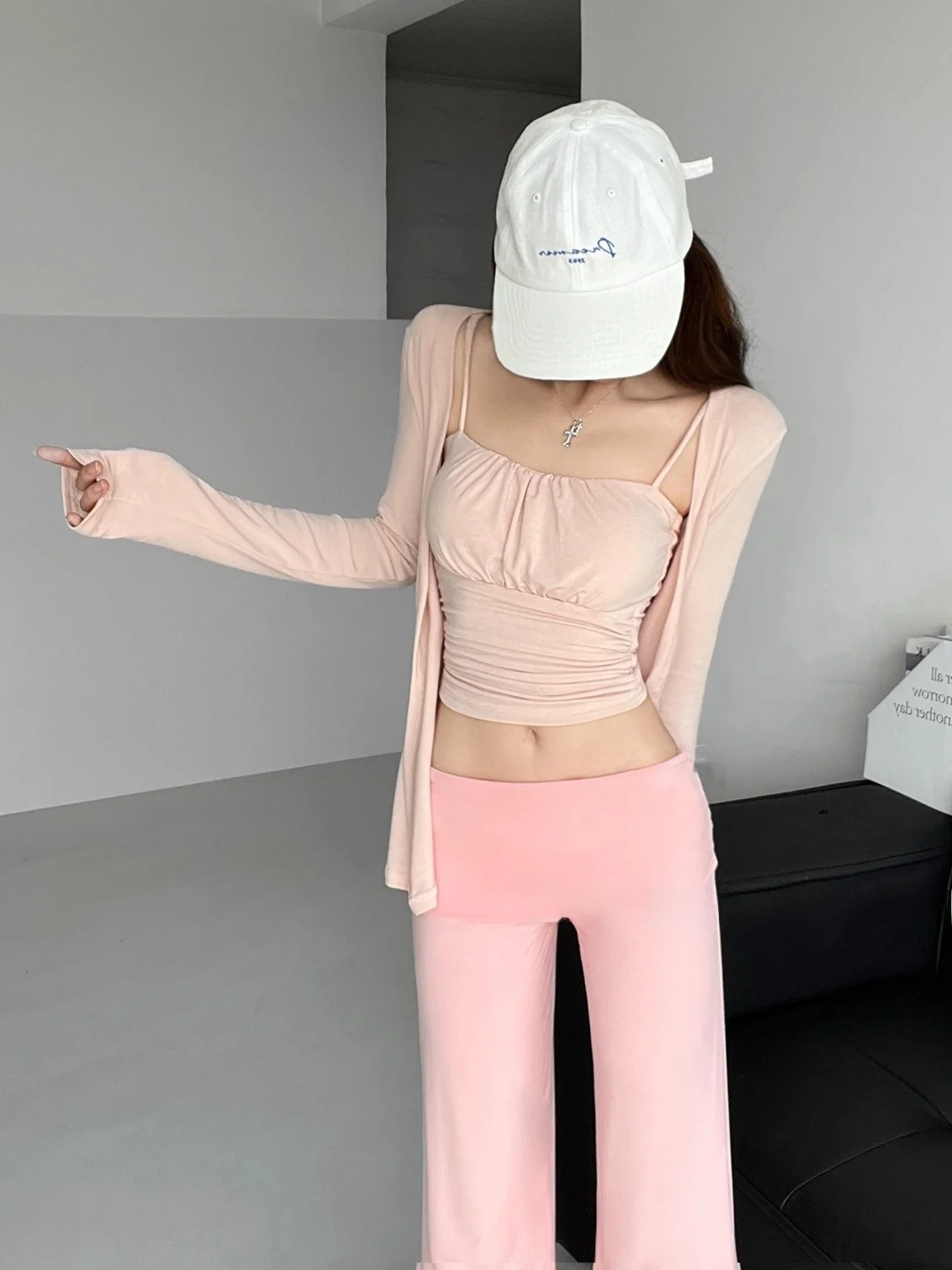 سراويل يوجا محبوكة مريحة للغاية وخصر منخفض وواسعة الساق للنساء لربيع وصيف سراويل رياضية غير رسمية #3