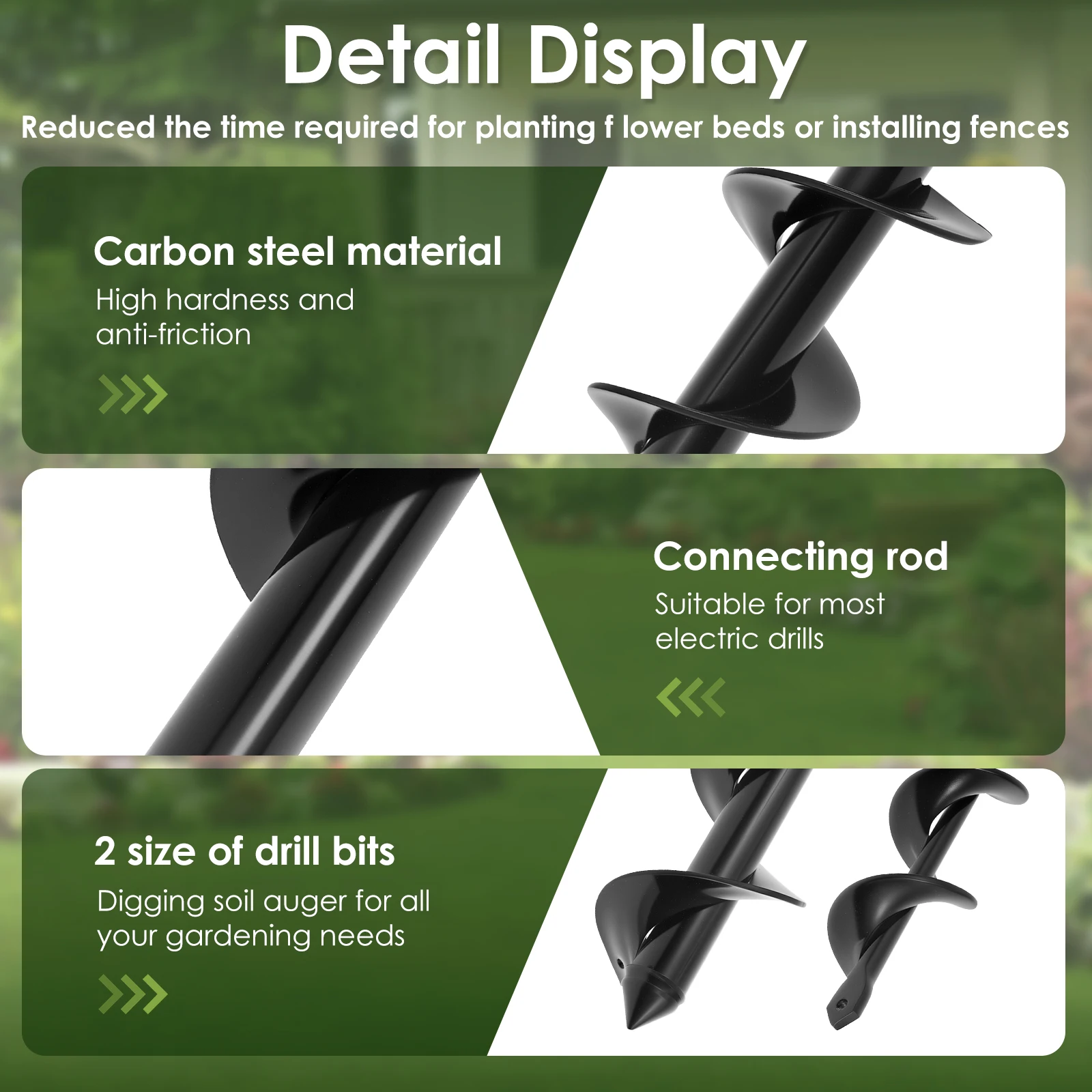 Garden Auger Drill Bit Diameter 80mm and 40 mm Spiral Garden Drill Bits for Making Holes and Planting Flowers Trees Shrubs