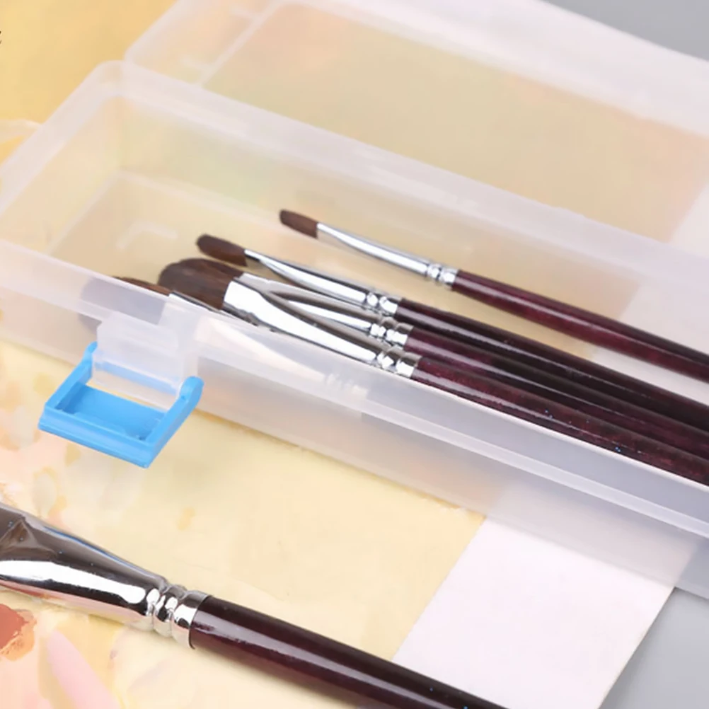 

2Pcs Transparent Plastic Pencil Boxes Sturdy Multi-Function Storage Case Organizer for Pens Crayons Art Supplies