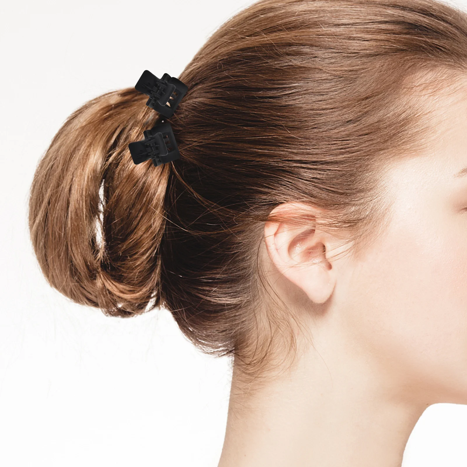 

12Pcs Mini Hair Claw Clips Small Rectangle Black Matte Plastic Double Row Strong Grip Hair Jaw Clips for Women Children Travel