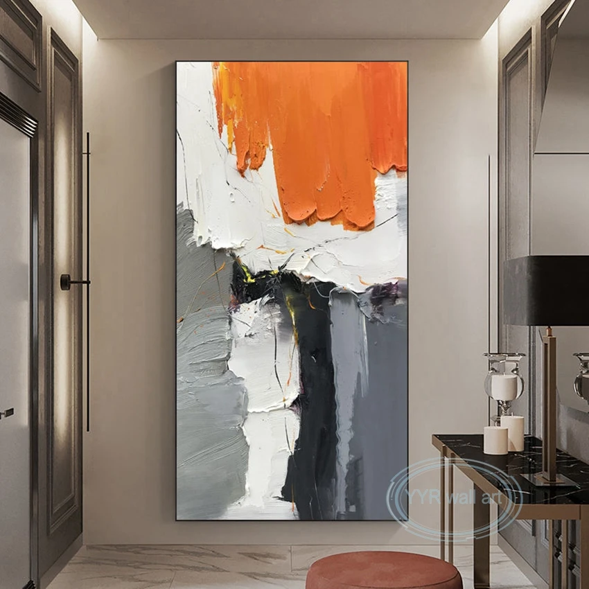 

Orange Thick Texture Oil Painting Wall Decor Mural Modern Abstract Handmade Canvas Poster Living Room Bedroom Porch Custom Image